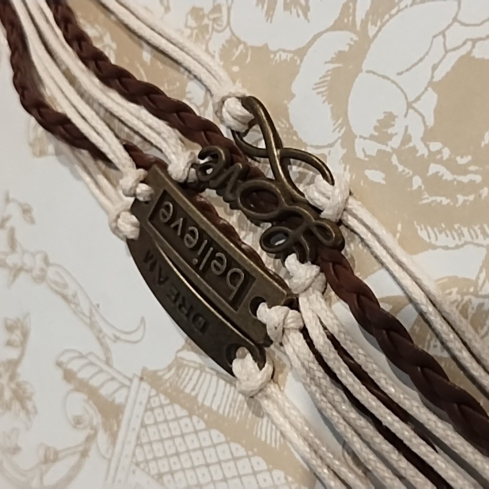 *Multi-strand bracelet with bronze charms